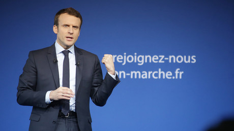 Emmanuel Macron en meeting à Saint-Priest-Taurion en février 2017.