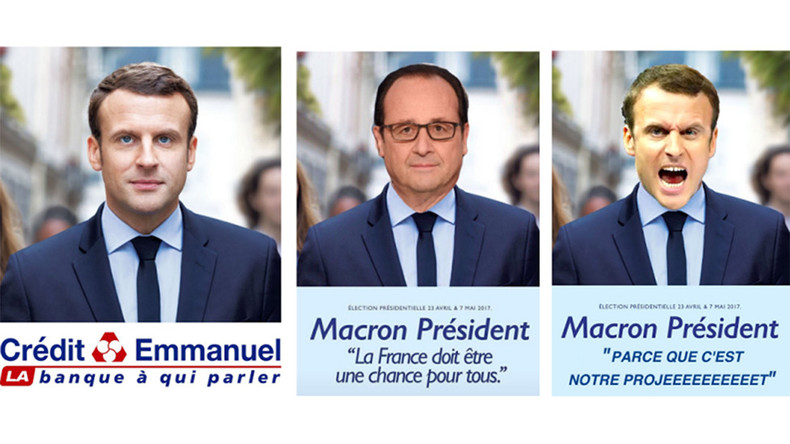 Candidat des banquiers, héritier de Hollande : à peine dévoilée, l'affiche de Macron déjà détournée