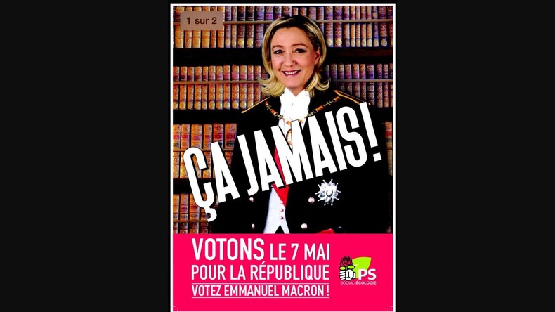 Marine Le Pen présidente ? Un photomontage du PS en faveur de Macron suscite un tollé