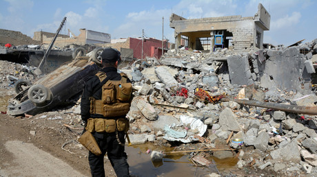 Une maison piégée détruite par une explosion après une frappe de la coalition à Mossoul (photographie d'illustration)