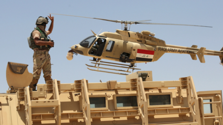 Image d'illustration : un hélicoptère de l'armée irakienne à Husaybah, dans la province d'Anbar (ouest)