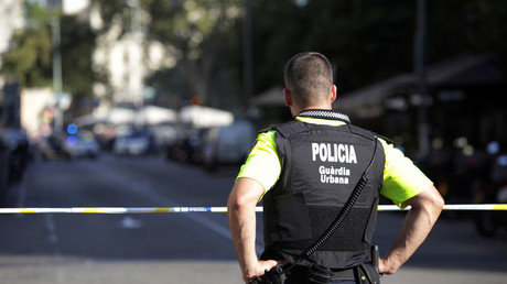 Un policier espagnol sur Las Ramblas à Barcelone  