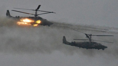 Des hélicoptères Ka-52 pendant les exercices Zapad-2017