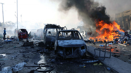 Photo prise après l'explosion survenue dans le district de Hodan le 14 octobre. 