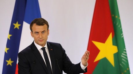 Emmanuel Macron en visite officielle au Burkina Faso lors de son discours à l'Universite de Ouagadougou, le 28 Novembre 2017
