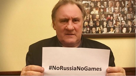 Gérard Depardieu s'est affiché sur Faceboook avec le hashtag #NoRussiaNoGames 
