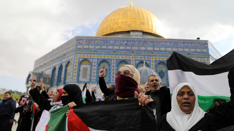 Des Palestiniens protestent après les prières du vendredi contre la reconnaissance de Jérusalem comme capitale d'Israël (illustration)