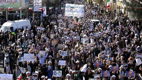 Manifestation en faveur du gouvernement iranien dans la ville de Qom le 3 janvier