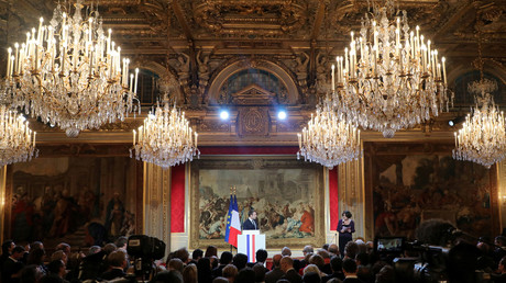 Emmanuel Macron lors de ses voeux à la presse
