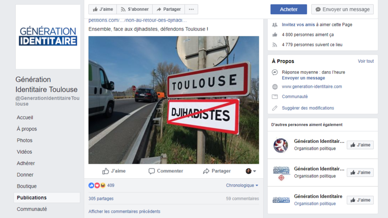 Génération identitaire déploie des panneaux de signalisation anti-«djihadistes» autour de Toulouse