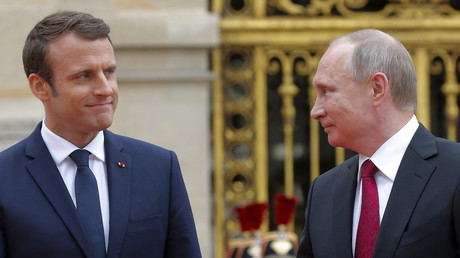 Emmanuel Macron et Vladimir Poutine à Versailles, le 29 mai 2017