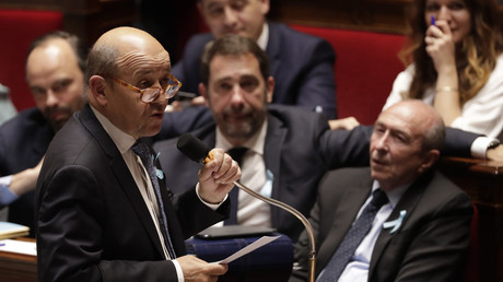 Le ministre français des Affaires étrangères Jean-Yves Le Drian le 28 mars 2018 dans l'hémicycle de l'Assemblée nationale. (image d'illustration)