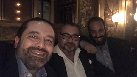 Le Premier ministre libanais Saad Hariri, le roi du Maroc Mohammed VI et le prince héritier saoudien Mohammed Ben Salmane