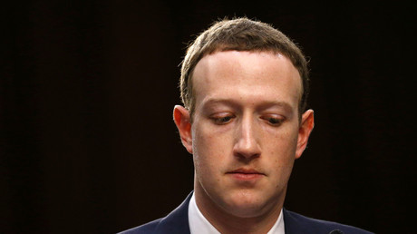 La patron de Facebook Mark Zuckerberg lors de son audition devant le Congrès, le 10 avril