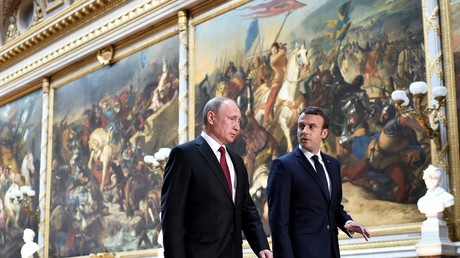 Vladimir Poutine et Emmanuel Macron au Château de Versailles, le 29 mai 2017