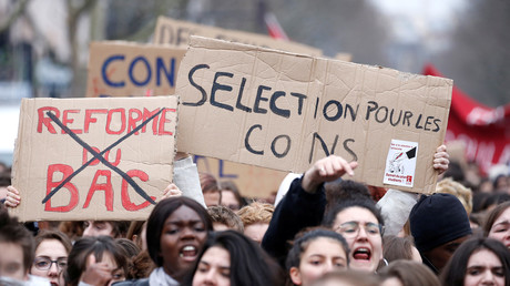 Image d'illustration. Etudiants et lycéens protestant notamment contre la sélection à l’Université le 22 mars 2018 à Paris.