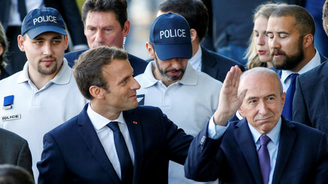 Emmanuel Macron avec le ministère de l'Intérieur Gérard Collomb à Lyon en septembre 2017.
