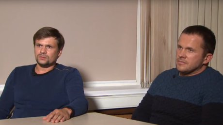 Alexandre Petrov et Rouslan Bochirov, les deux hommes présentés par les services britanniques comme les suspects de l'affaire Skripal