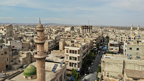  Vue aérienne de la ville d'Idleb en Syrie (image d'illustration). 