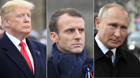 Donald Trump, Emmanuel Macron et Vladimir Poutine.