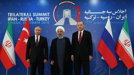 Vladimir Poutine, Hassan Rohani et Recep Tayyip Erdogan à Téhéran le 7 septembre 2018.
