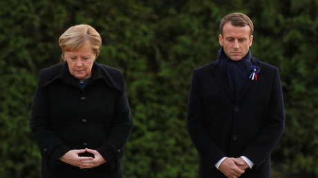 Angela Merkel et Emmanuel Macron en novembre 2018, à l'occasion du centenaire de l'Armistice.