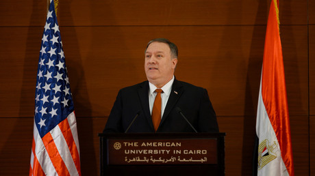 Mike Pompeo prononce un discours à l'Université américaine du Caire, le 10 janvier 2019. 