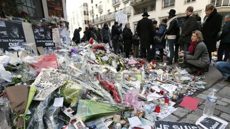 Le 14 janvier 2015 à Paris, hommages aux victimes de l'attentat de Charlie Hebdo, survenu le 7 janvier 2015. 