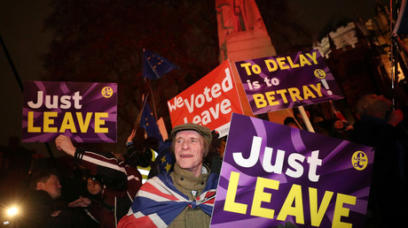 Des manifestants pro-Brexit devant le Parlement à Londres le 29 janvier (image d'illustration).