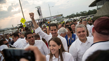 L'opposant pro-américain Juan Guaido lors d'un concert en soutien de l'opposition à Cucuta en Colombie, le 22 février (image d'illustration).