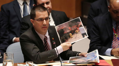 Le ministre vénézuélien des Affaires étrangères au Conseil de sécurité de l'ONU, à New York, le 26 février 2019.