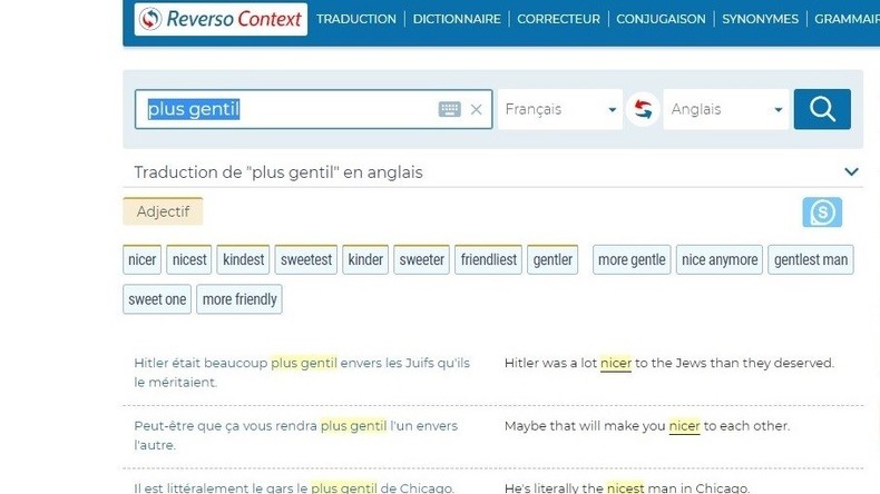 Erreur de «filtre» ? Le site Reverso propose des traductions antisémites et racistes