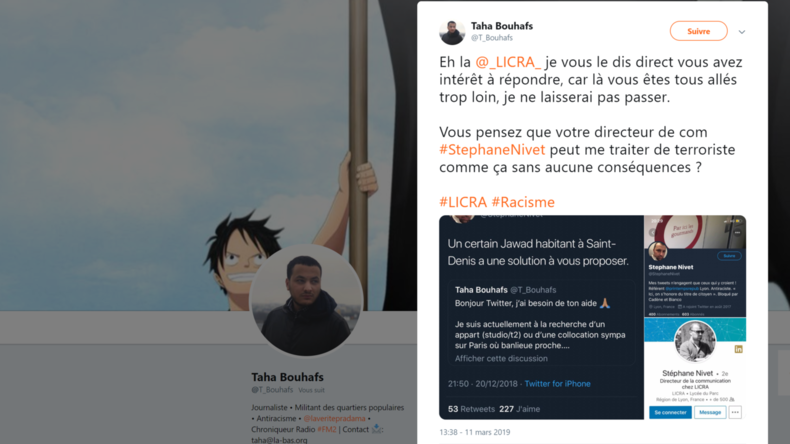 Sur Twitter, Taha Bouhafs s'écharpe avec des membres de la Licra et du Printemps républicain