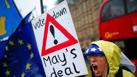 Une manifestante anti-Brexit le 12 mars à Londres (image d'illustration).