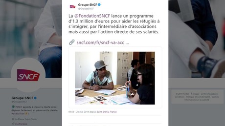 Capture d'écran du compte Twitter du groupe SNCF.