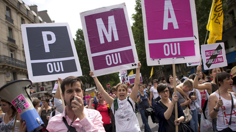 Participants à la Gay Pride, en juin 2013 à Paris, favorables à la PMA pour toutes.