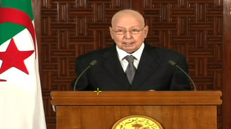Discours du président algérien par intérim Abdelkader Bensalah à la télévision, le 3 juillet 2019 (image d'illustration).