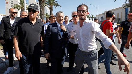 Nabil Karoui, à son arrivée au pôle judiciaire financier et économique à Tunis, en Tunisie, le 12 juillet 2019.