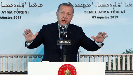 Le président turc s'adresse à l'église orthodoxe syriaque d'Istanbul, le 3 août 2019 (image d'illustration).