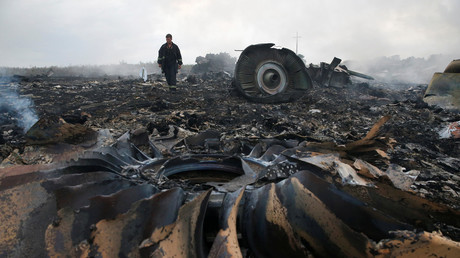 Un membre du ministère des Situations d'urgence se rend sur le lieu du crash du Boeing 777 de Malaysia Airlines près de Grabove, dans la région de Donetsk.