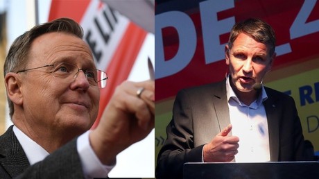Bodo Ramelow, chef du gouvernement régional (Die Linke) de Thuringe (g.) et Björn Höcke, chef de file de l'AfD dans la région.