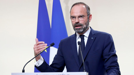 Le Premier ministre Edouard Philippe présente le nouveau projet de politique migratoire au cours de la conférence de presse sur l'immigration, à Matignon, le 6 novembre 2019.