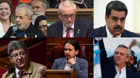 Lula da Silva, Jeremy Corbyn, Nicolas Maduro, Jean-Luc Mélenchon, Pablo Iglesias et Alberto Fernandez