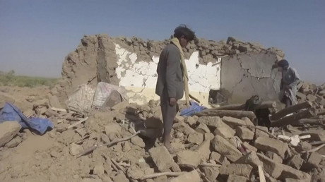 Fouille des décombres après une frappe aérienne dans la province d'Al-Jawf, au Yémen, le 15 février 2020 (image d'illustration).