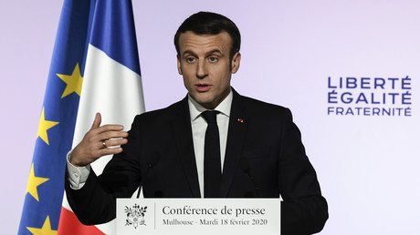 Emmanuel Macron en conférence de presse à Mulhouse, le 18 février.