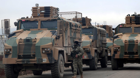 Des militaires turcs à Hazano, à proximité d'Idleb (image d'illustration).