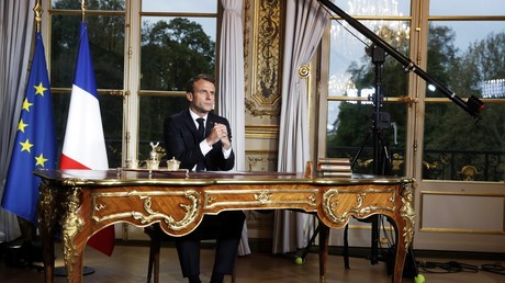 Emmanuel Macron s'exprimant à la télévision depuis l'Elysée, en avril 2019 (image d'illustration).