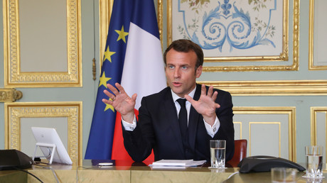 Emmanuel Macron en vidéo conférence le 8 avril 2020 (image d'illustration).