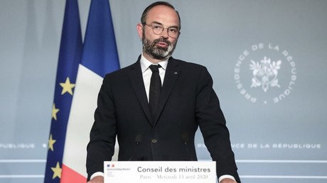 Edouard Philippe, le 15 avril 2020, à la sortie du Conseil des ministres à l'Elysée, à Paris.