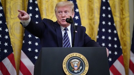 Le président américain Donald Trump, lors d'une conférence de presse, le 30 avril, à la Maison Blanche, à Washington.